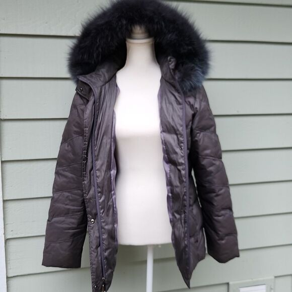 Company Ellen Tracy Fur Down Hooded Winter Coat Jacket - Picture 2 of 12
